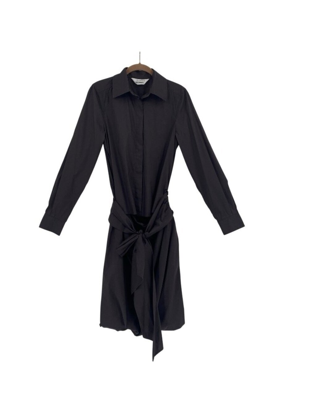 Max Mara Brown Poplin Cotton Shirt Dress With Tie Waist Belt NO SIZE